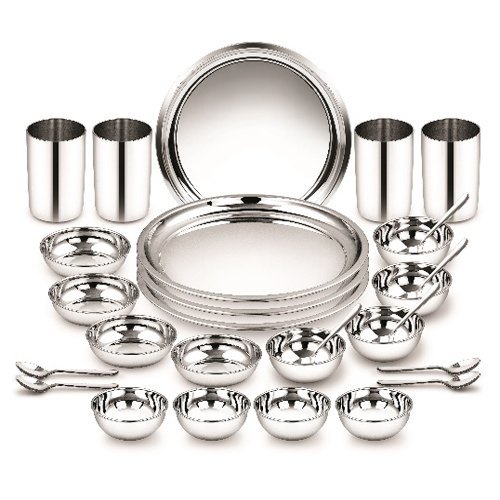 28 Piece Stainless Steel Ragga Dinner Set - Color: Silver