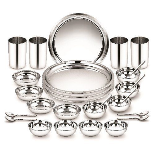 Polished 28 Piece Stainless Steel Ragga Dinner Set With Silver Color In Box