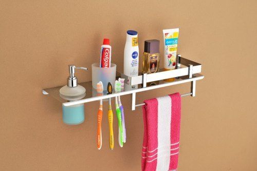 Bath Hardware Sets 4 In 1 Multipurpose Stainless Steel Bathroom Rack With Liquid Soap Dispeser