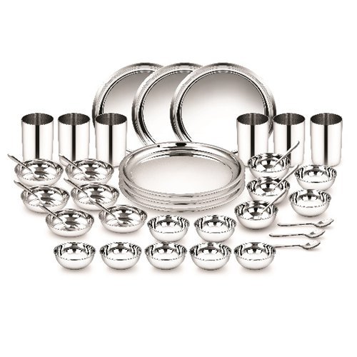 42 Pieces Stainless Steel Ragga Dinner Set - Color: Silver