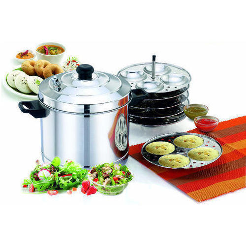 6 Plate Stainless Steel Idli Cooker With Mirror Finish 6 Plate & Weight 1030Gm Interior Coating: Polished