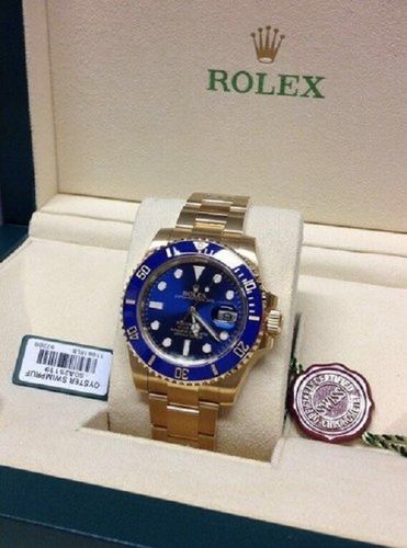 Various Colors Are Available Analog Submarine Full Gold Blue Dial Watch For Mens