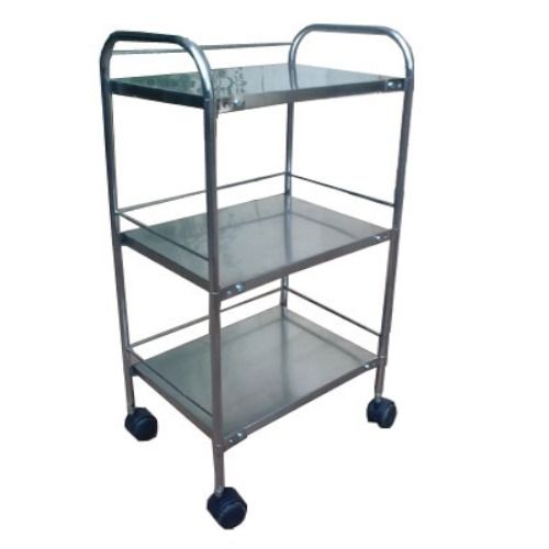 Rectangular Shape 3 Shelves Hospital Use Patient Bed Side Portable Trolley