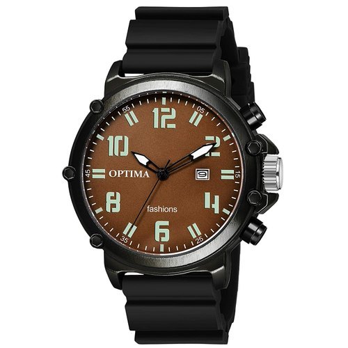 Various Colors Are Available Round Dial Analog Watches For Men With Black Leather Strap