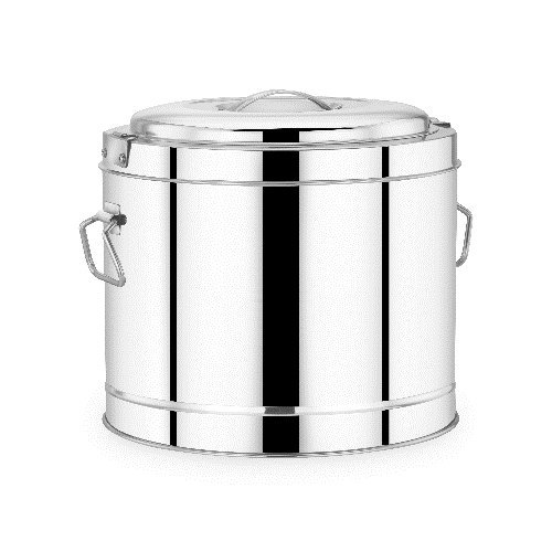 Mirror Finish Stainless Steel Insulated Food Carrier - 10000ml Capacity, Round Shape for Hotel and Restaurant Use