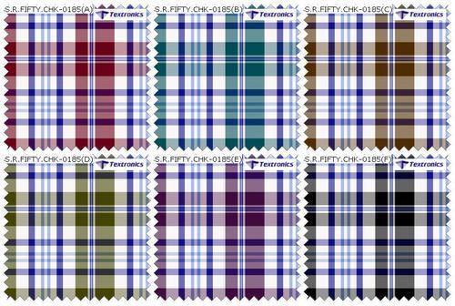 Unstitched Pc Dyed Cotton Blend Check Printed Shirting Fabric With 58 Inch