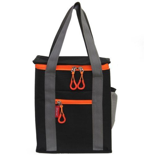 Black And Orange 4 Kg. Waterproof Type Plain Pattern Polyester Made Stylish Polyester Lunch Bag