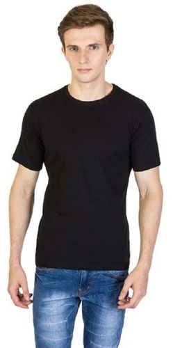 Black Color Half Sleeves Round Neck Casual Wear Mens Cotton Plain T-Shirts Age Group: 18+