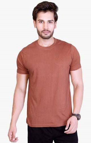 Brown Color Half Sleeves Round Neck Casual Wear Mens Cotton Plain T-Shirts Age Group: Adults