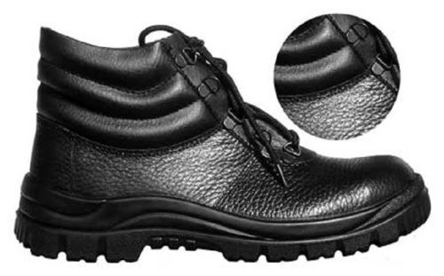 Nice Grip Durable Soles Mens Black Leather Safety Shoes