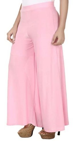 Pink Color Casual Wear Skin Friendly Attractive Ladies Plain Palazzo