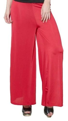 Red Color Casual Wear Skin Friendly Attractive Ladies Plain Palazzo