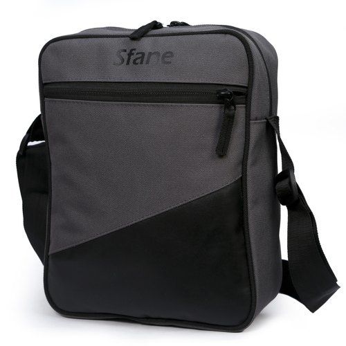 2 Zips And 6 Kg. Size Adjustable Black And Grey Men Side Cum Shoulder Bag