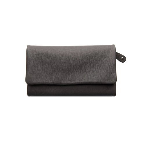 4 कार्ड स्लॉट और 2 कम्पार्टमेंट आयताकार आकार का काला रंग महिलाओं के चमड़े का क्लच बैग