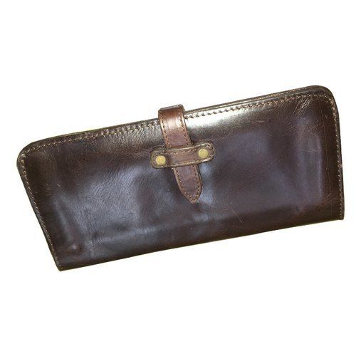 Brown Belt Lock Closure Type Bi Fold Crunch Ladies Cum Girl Leather Clutch Bag