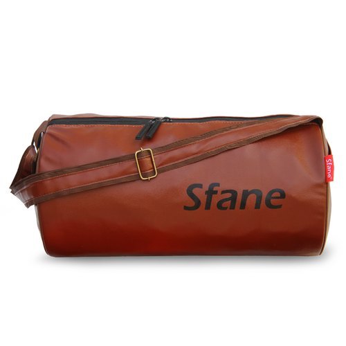 Foldable With Zipper Closure Type Brown Color Leather Made Gym Bag Use: Sports Cum Travel