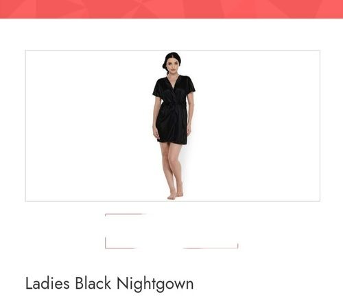 Summer Ladies Black Color Designer Short Night Gown