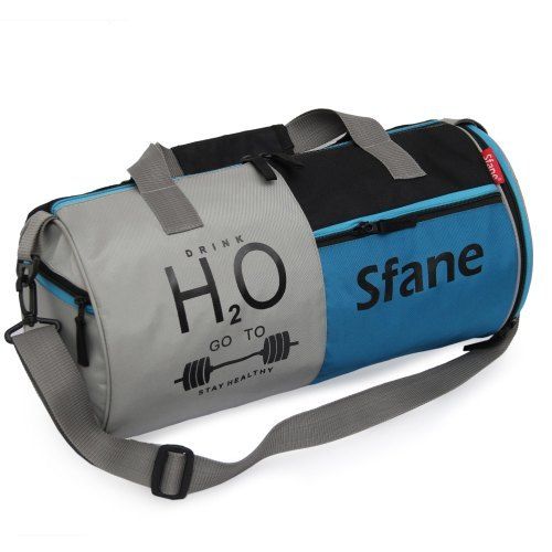 Grey And Blue Polyester Material Made 8 Kg. 19 Inch Size Travelling Pu Stylish Gym Cum Sports Bag