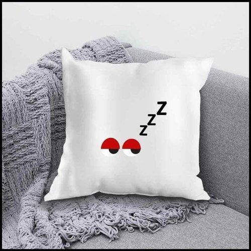Satin Fabrics Sleepy Eyes Design Square Shape Cushion Cover With Size 16X16