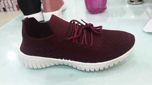 Brown Color Ladies Sports Shoes With White Color Sole