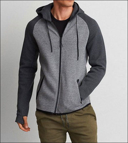 Grey Mens Full Sleeve Stylish Hooded Winter Jacket