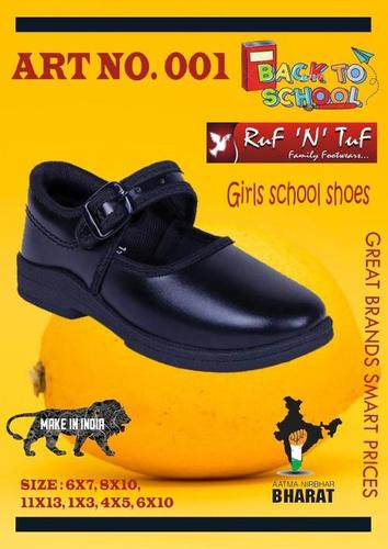 Breathable Open Style Black Color Girls School Shoes