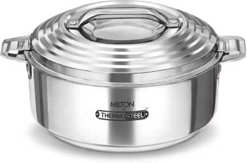 Round Shape Silver Thermal Casserole With Handle