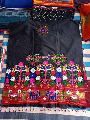 Machine Made Skin Friendly Multi Color Embroidery Woolen Shawl