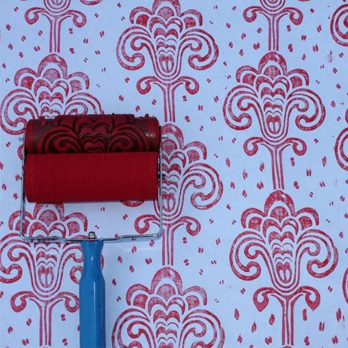 6 Inch Red Soft Rubber Designer Wall Painting Roller