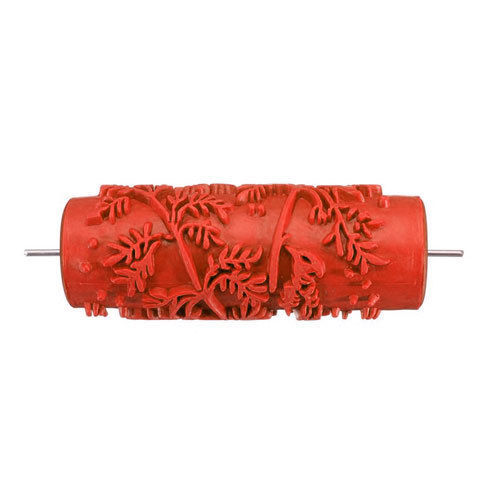 6 Inch Red Soft Rubber Designer Wall Painting Roller With Round Shape