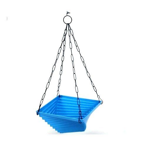 Blue Color Twistor Hanging Flower Pot With Metal Hanging chain