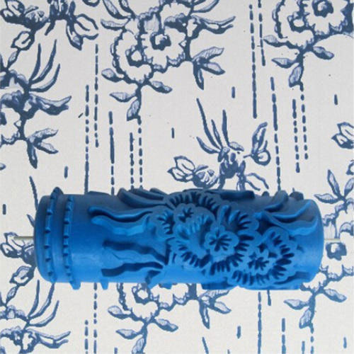 Blue Soft Rubber Designer Wall Painting Roller With Size 6 Inch