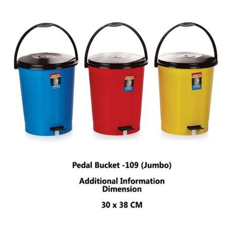 Blue 30X38 Cm Portable Jumbo Plastic Foot Pedal Bucket Dustbins With Handle For Home