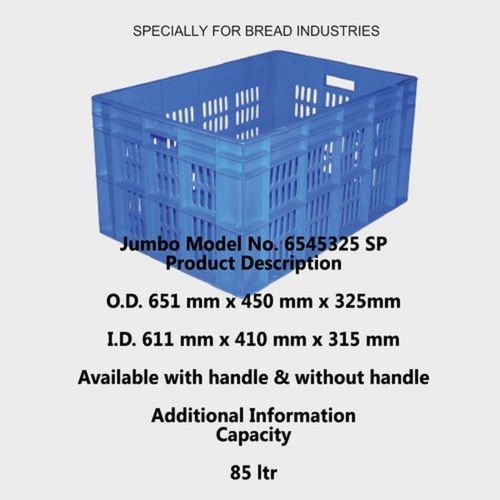 Blue 651X450X325 Mm 85 Liter Special Bread Industry Jumbo Hdpe Plastic Storage Mesh Crates