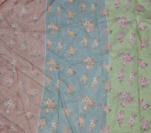 Various Colors Are Available Anti Wrinkle Floral And Lining Digital Print Organza Saree Fabric