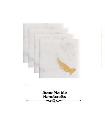 Square Handmade White Marble Coaster