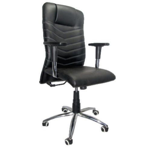 18 To 22 Inch High Back Black Gas Lift Office President Revolving Leather Chair