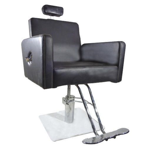 Durable 2.5 Feet Height Men Women Beauty Parlour Salon Black Leather Chair With Headrest And Footrest