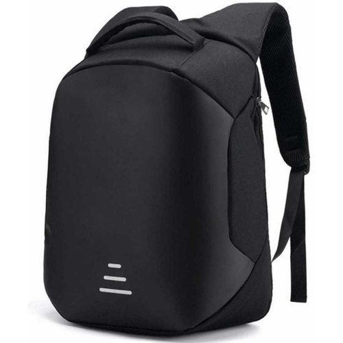 Recyclable 22 Liter Zipper Closure Type Plain Pattern Black Color Polyester Waterproof Anti Theft Backpack