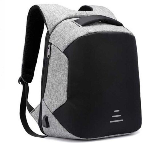 Grey And Black 23 L Polyester Made Zipper Closure Type Polyester Anti Theft Backpack