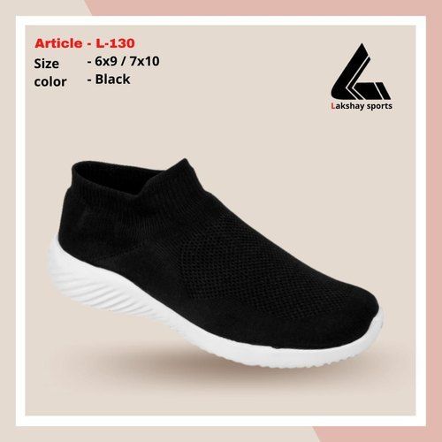 Black Lace less Knitted Fabric Men Sports EVA Shoes For Running