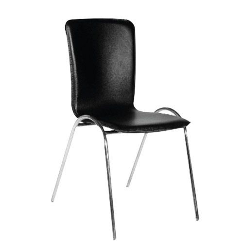 Black Medium Back Plastic Steel Base Restaurant Cafeteria Stackable Armless Chair