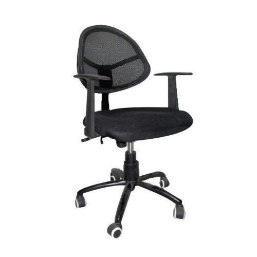 Durable Black Net Mesh Low Back Fabric Seat Corporate Office Staff Armrest Revolving Chair