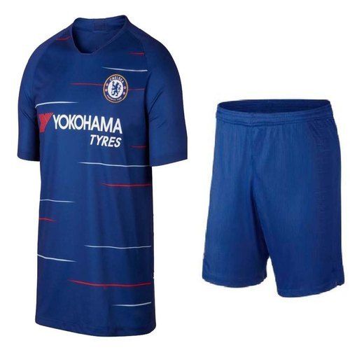 Blue Color Skin Friendly V-Neck Half Sleeves Reguler Fit Printed Polyester Navex Chelsea Fan'S Football Jersey Set Age Group: Adults