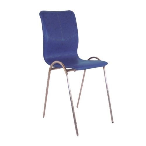 Blue Plastic Steel Frame Restaurant Cafeteria Stackable Armless Chair