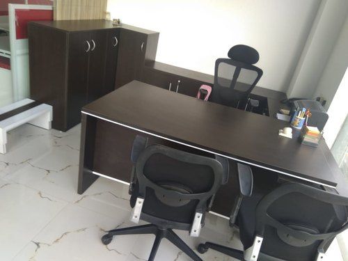 Dark Brown Colour Wooden Office Table With Height 3 Feet