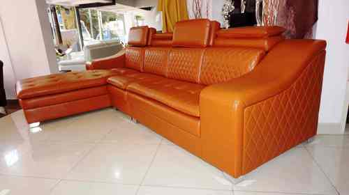 Leather Raxin L Shape Sofa Set Home Furniture