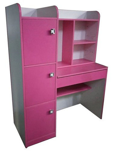 Pink And Gray Finish Wooden Study Table With 3 Drawer And 7feet Height