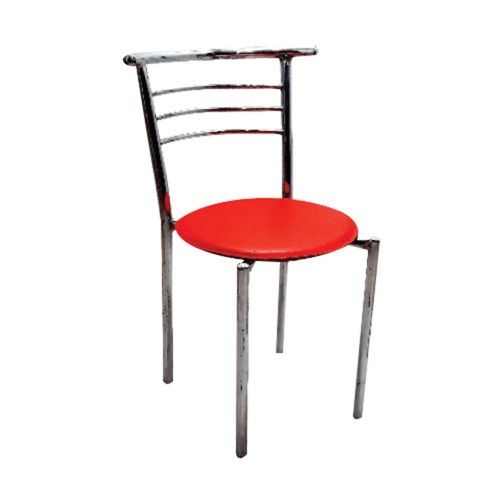 Red Plastic Steel Frame 100 Kg Load Capacity Restaurant Cafeteria Armless Chair