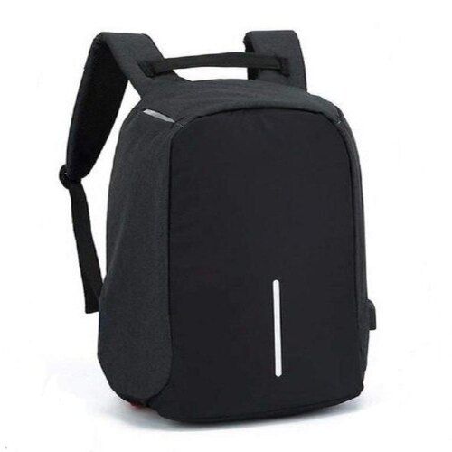 Moisture Proof Adjustable Plain Pattern Polyester Made 28 L Black Color Anti Theft Laptop Backpack